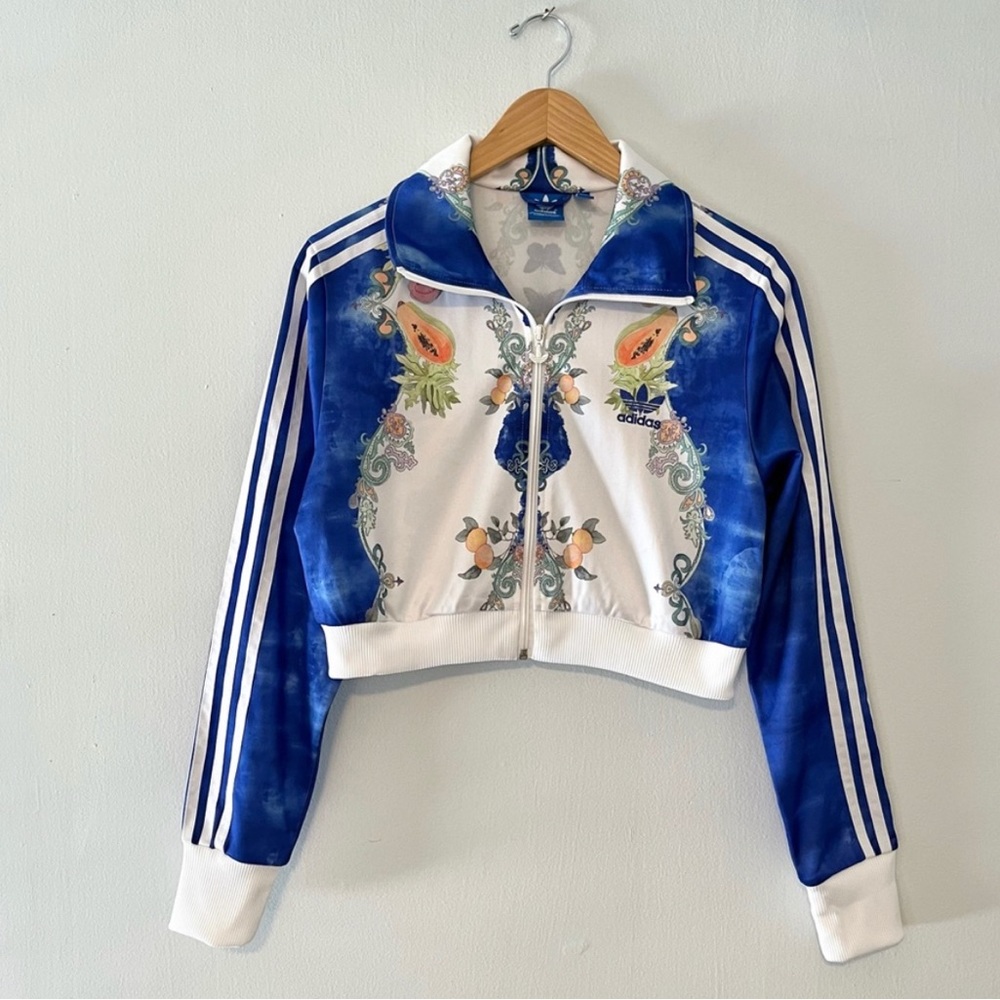 Adidas Rare Indigo Cropped Jacket Papaya Print